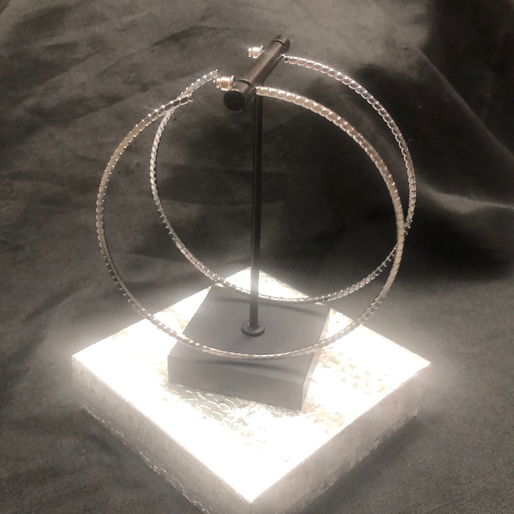 3/$30 Extra Large Gunmetal Black Hoop Earrings